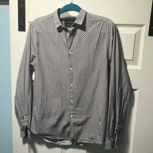 Topman Gray Patterned Casual Button Down Shirt
